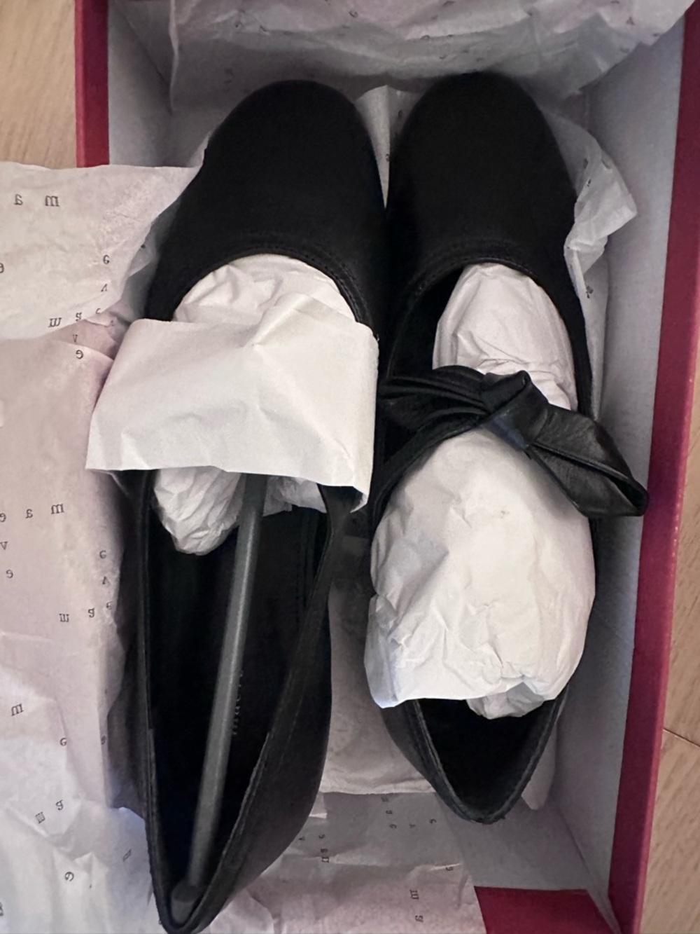 Anthropologie Maeve Black Leather Flats with Bow Detail